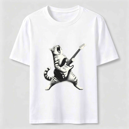 Rockstar Cat Vintage Guitar Streetwear Tee