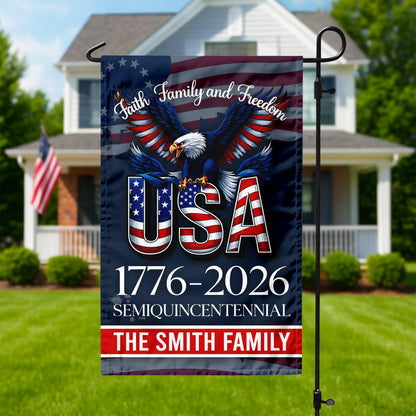 Custom Name Faith, Family & Freedom 250 Years of America Patriotic Garden Flag LM32 897165