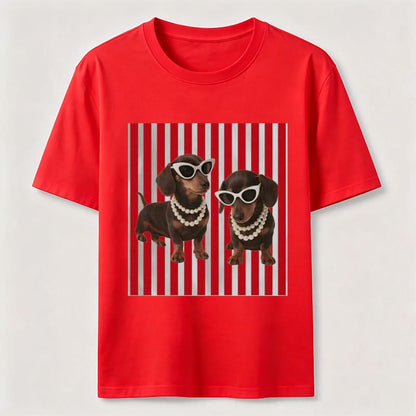 Cool Dachshund Stylish Wiener Dog Sunglasses Graphic Tee