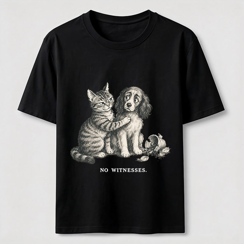 No Witnesses Cat And Dog Tee