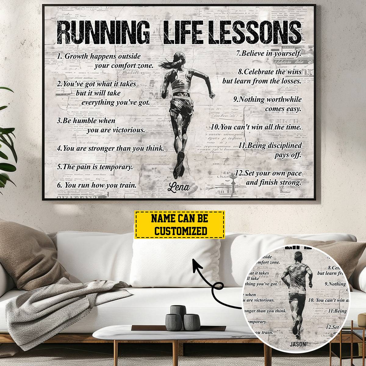 Personalized Running Life Lessons Poster / Canvas - Gift For Running Lovers