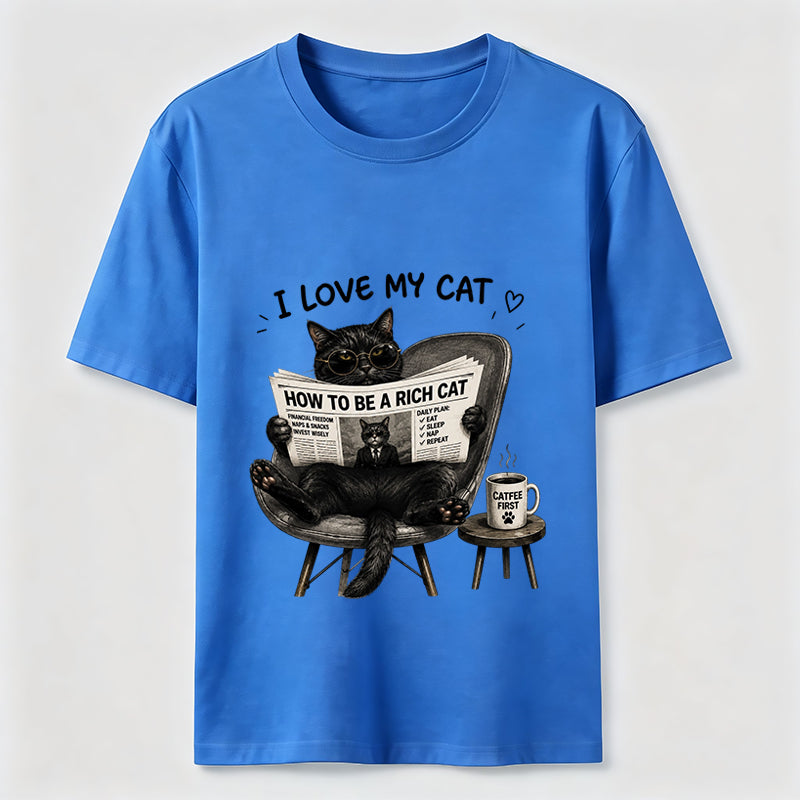 How To Be A Rich Cat Shirt Lazy Cat Coffee Lover Graphic Tee
