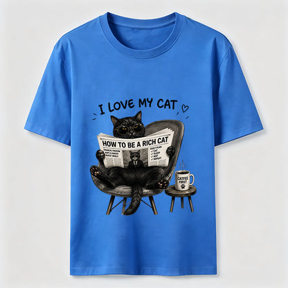 How To Be A Rich Cat Shirt Lazy Cat Coffee Lover Graphic Tee