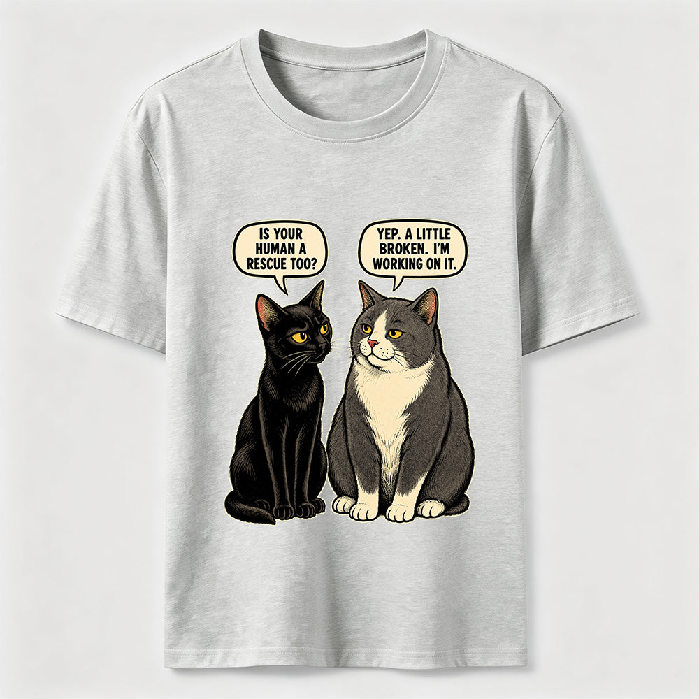 Rescue Human Cat Conversation T-Shirt