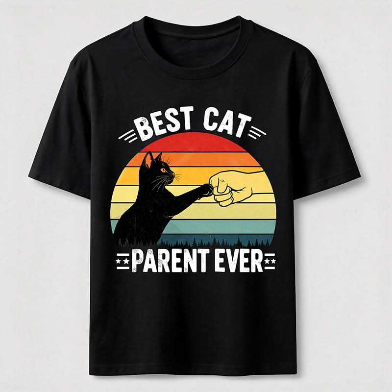 Best Cat Parent Ever T-Shirt Funny Black Cat Graphic