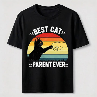 Best Cat Parent Ever T-Shirt Funny Black Cat Graphic
