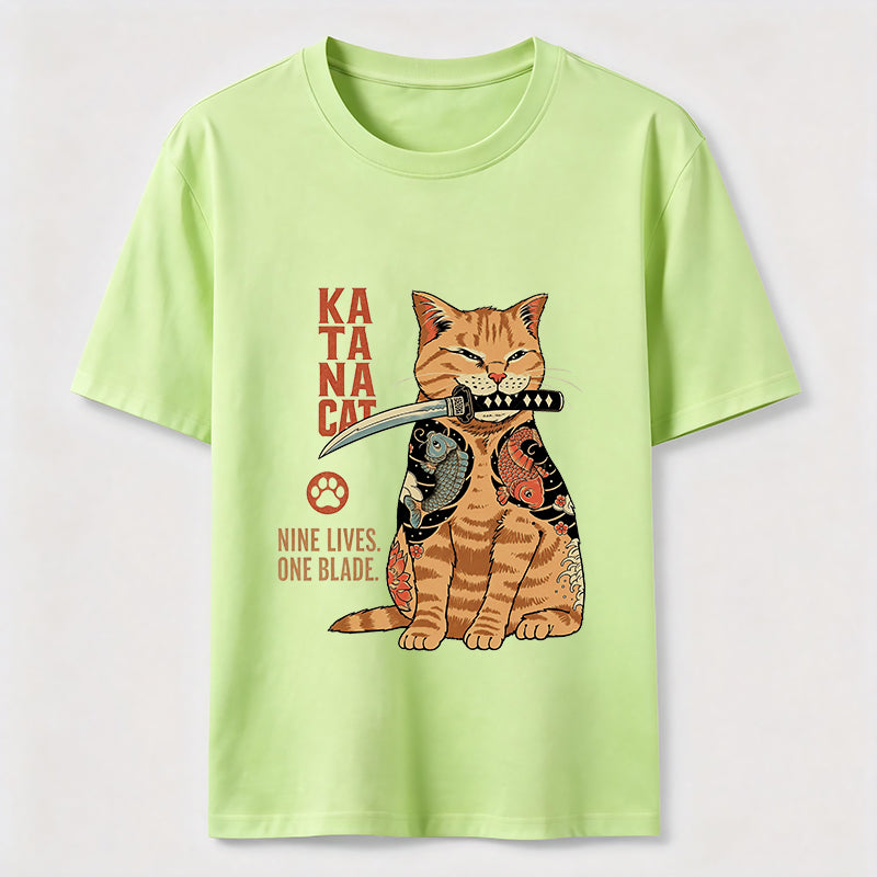 Nine Lives One Blade Samurai Cat T-Shirt