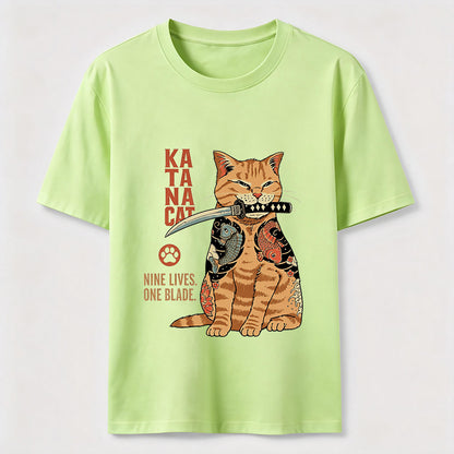 Nine Lives One Blade Samurai Cat T-Shirt