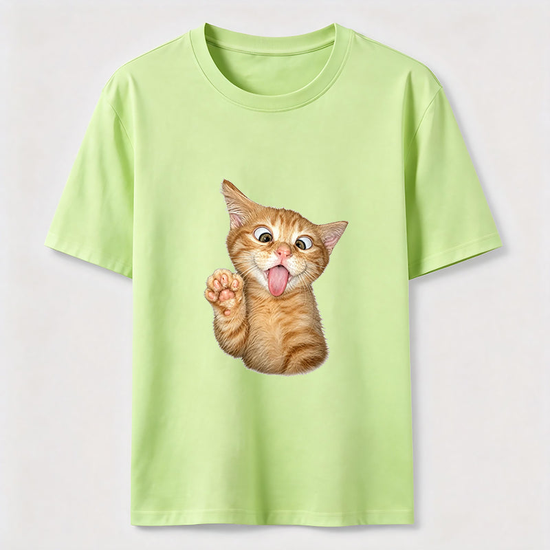 Funny Orange Kitten Wave Tee