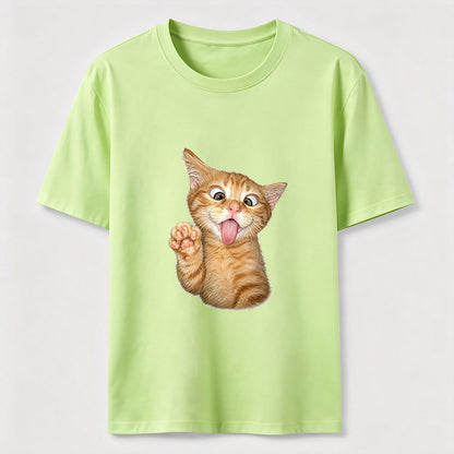 Funny Orange Kitten Wave Tee