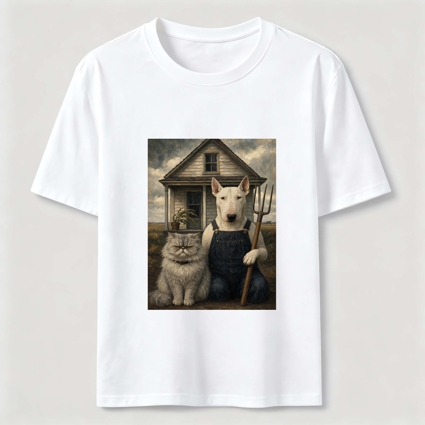 American Gothic Cat And Dog Tee