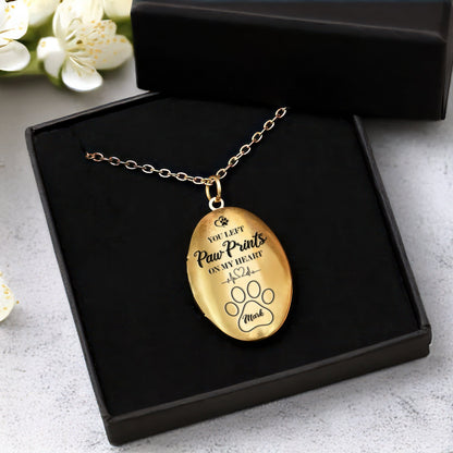 Custom Pet Photo You Left Paw Prints On My Heart Memorial Locket Necklace LM32 893323