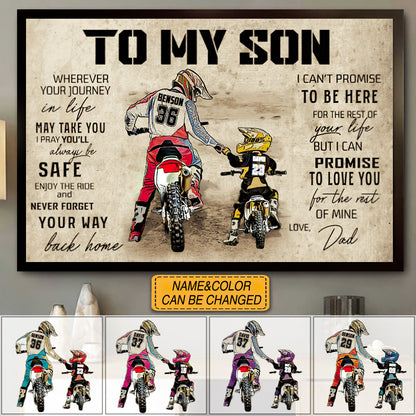 Heartfelt Personalized 'To My Son' Motocross Canvas from Dad