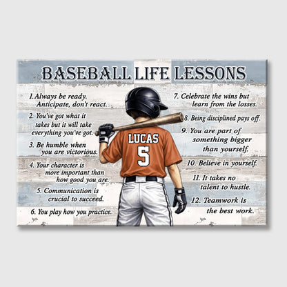 Personalized Baseball Life Lessons Poster / Canvas - Gift for Sports Families