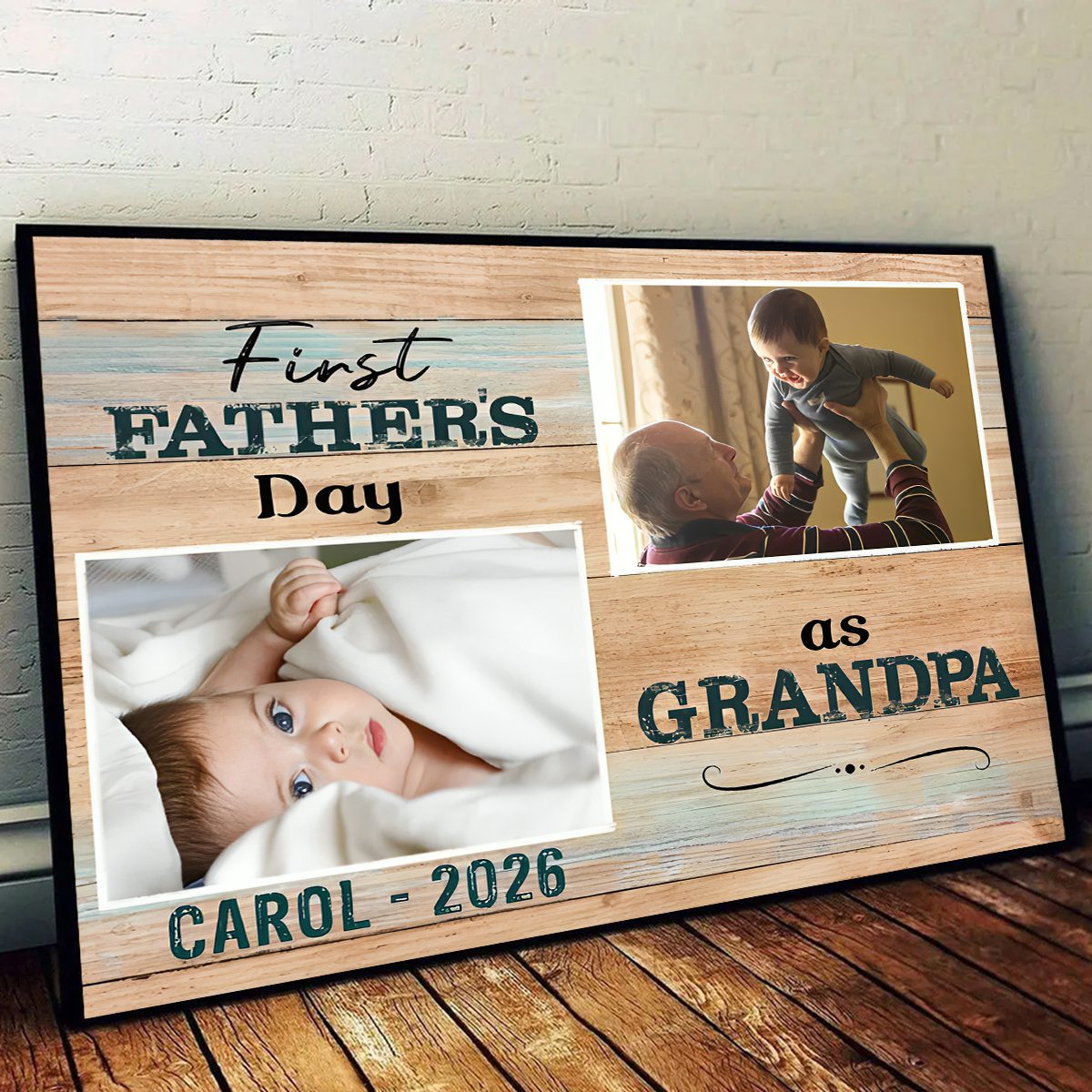 First Father's Day As Grandpa Custom Canvas personalization view for Grandpa