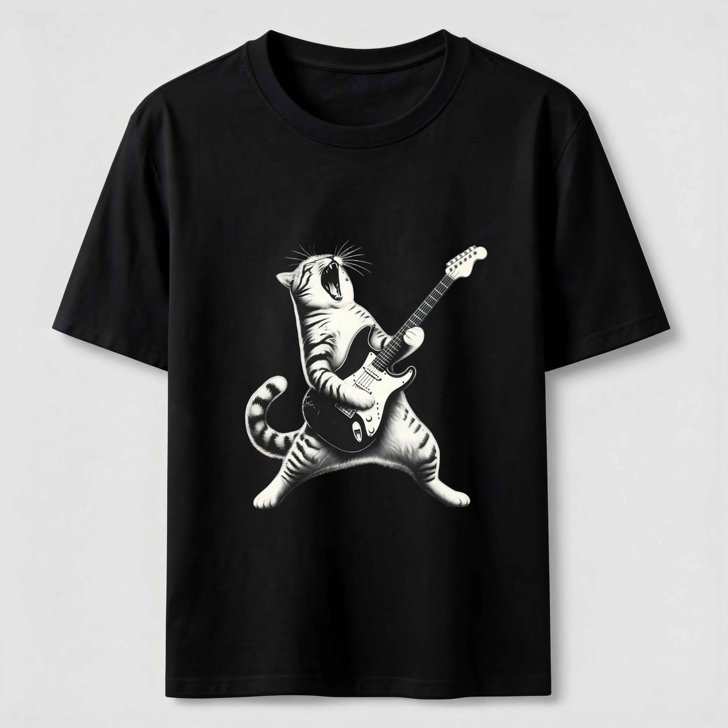 Rockstar Cat Vintage Guitar Streetwear Tee