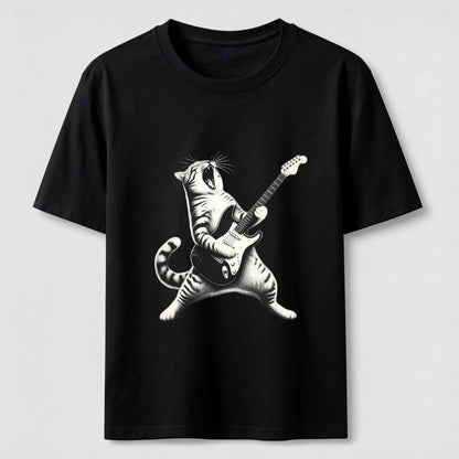 Rockstar Cat Vintage Guitar Streetwear Tee