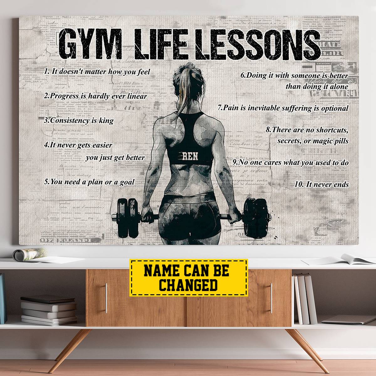 Personalized Gym Life Lessons Poster / Canvas - Custom Gift for Fitness Lovers