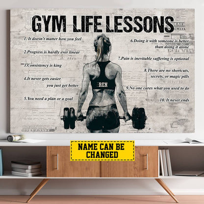 Personalized Gym Life Lessons Poster / Canvas - Custom Gift for Fitness Lovers