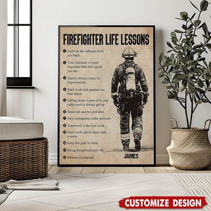 Firefighter Life Lessons - Personalized Motivational Poster / Canvas