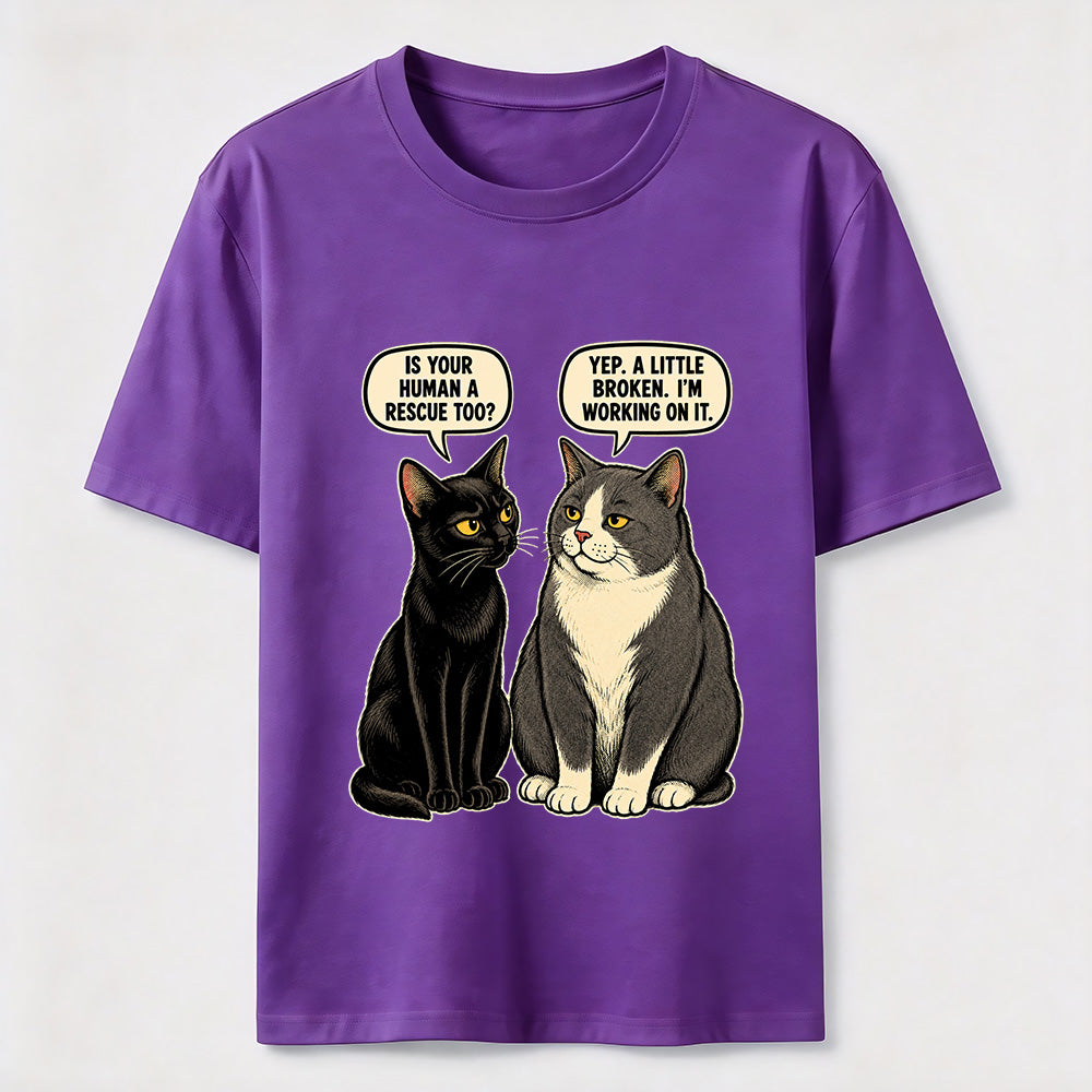 Rescue Human Cat Conversation T-Shirt