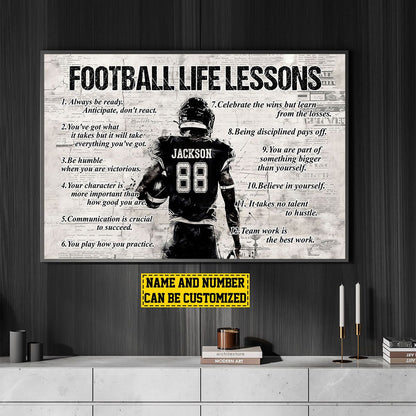 American Football Life Lessons Poster / Canvas - Personalized Custom Name Gift