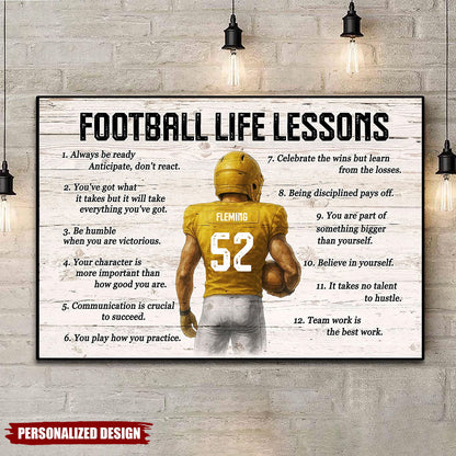 Personalized Football Life Lessons Poster / Canvas - Custom Gift for Teen Boys