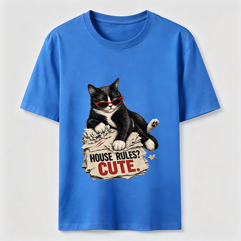 House Rules Cute Cat Tee