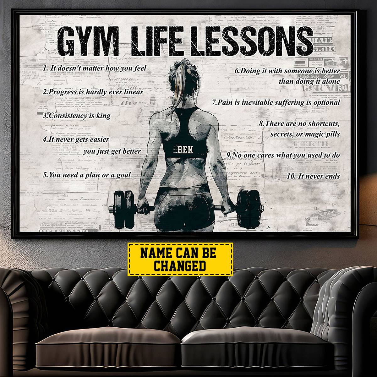 Personalized Gym Life Lessons Poster / Canvas - Custom Gift for Fitness Lovers