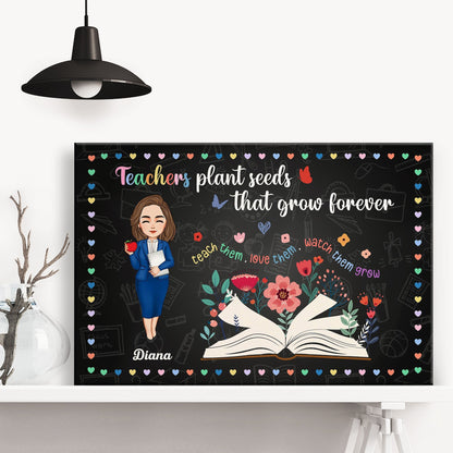 Heartfelt Personalized Teacher Wall Art: "Teachers Plant Seeds That Grow Forever" Canvas