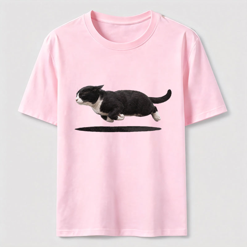 Flying Tuxedo Cat Graphic T-Shirt