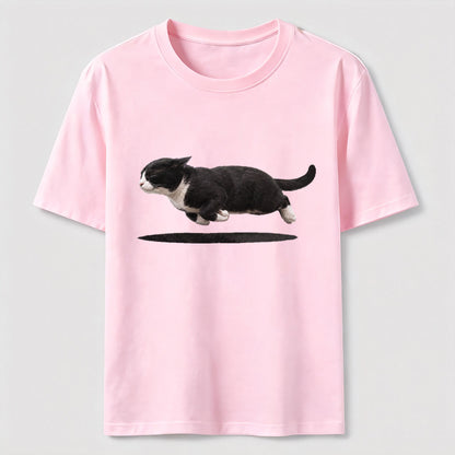 Flying Tuxedo Cat Graphic T-Shirt