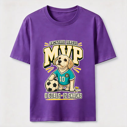 Funny Soccer Dog Backyard League MVP Puppy Graphic Tee