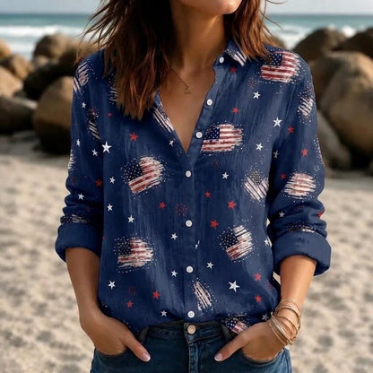 Retro American Flag Blouse Shirt, USA 250th Anniversary Shirt 4th July Patriotic Gift CH07 911794