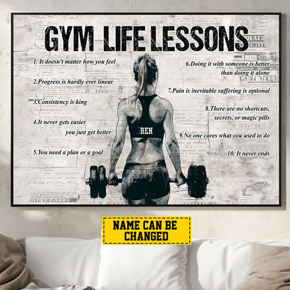 Personalized Gym Life Lessons Poster / Canvas - Custom Gift for Fitness Lovers