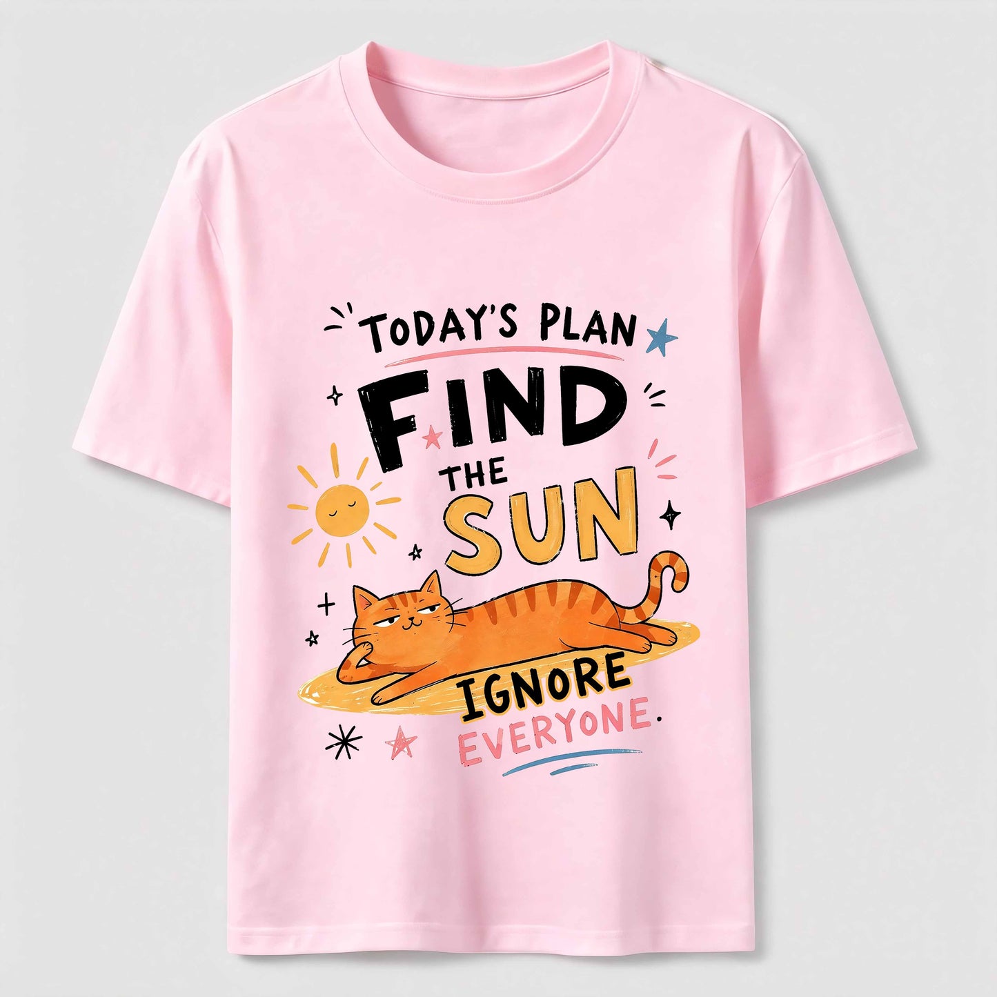 Sun-Seeking Orange Cat T-Shirt