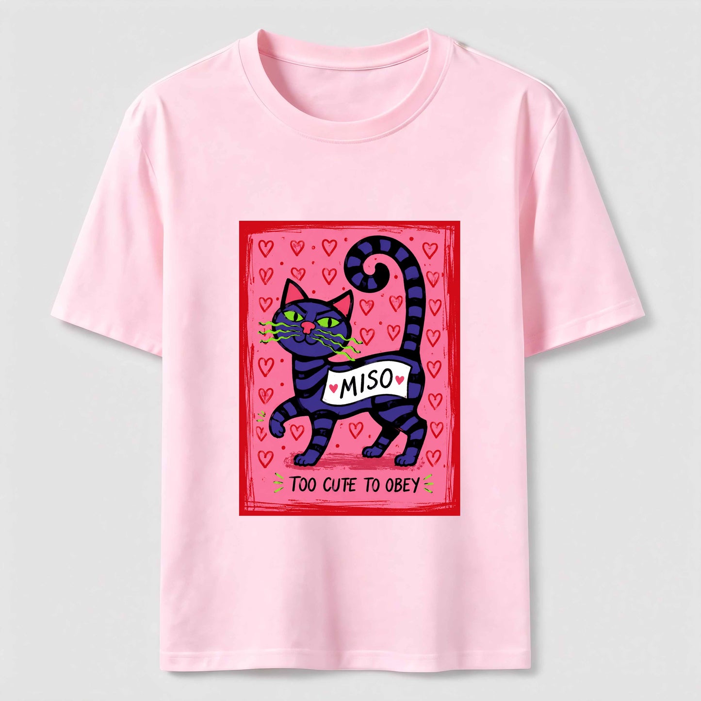 Mischievous Striped Cat Graphic T-Shirt