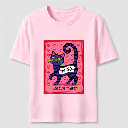 Mischievous Striped Cat Graphic T-Shirt