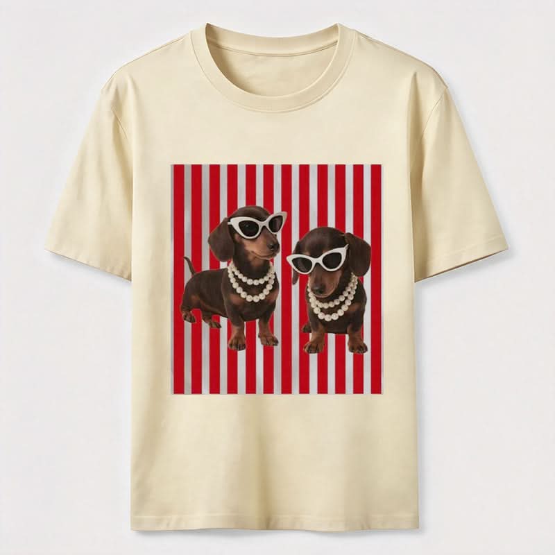 Cool Dachshund Stylish Wiener Dog Sunglasses Graphic Tee