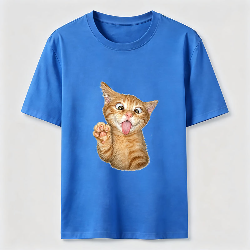 Funny Orange Kitten Wave Tee