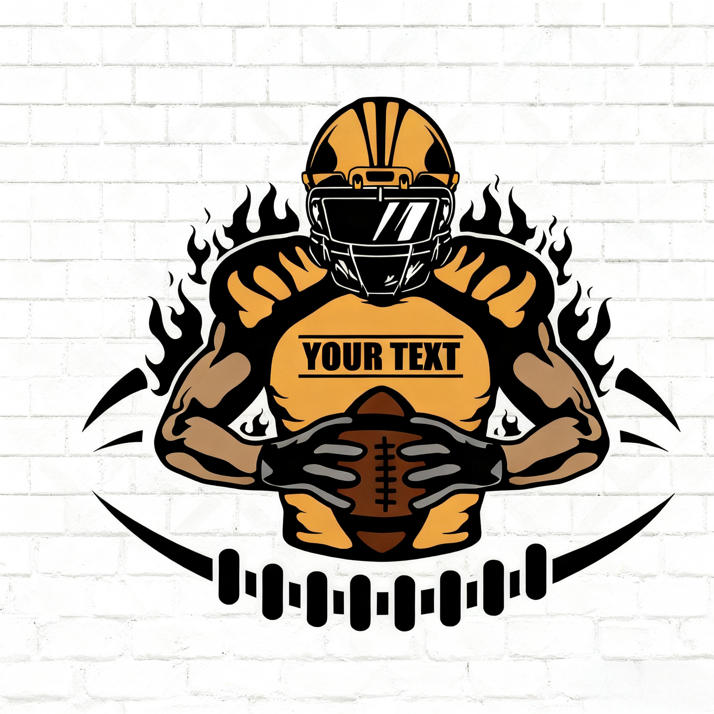 Decal / Sticker material and size view - Personalized Football Player Sticker