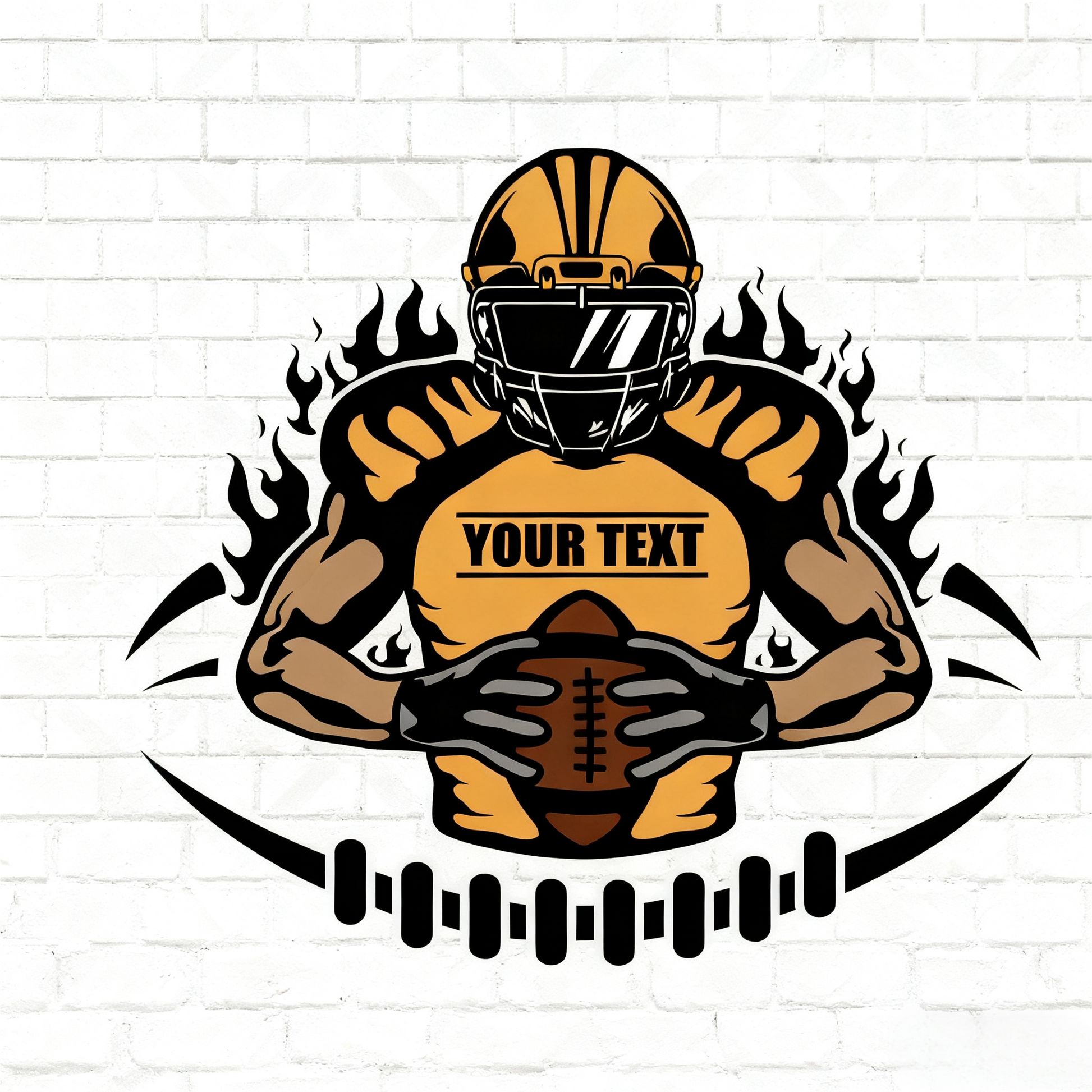 Decal / Sticker material and size view - Personalized Football Player Sticker