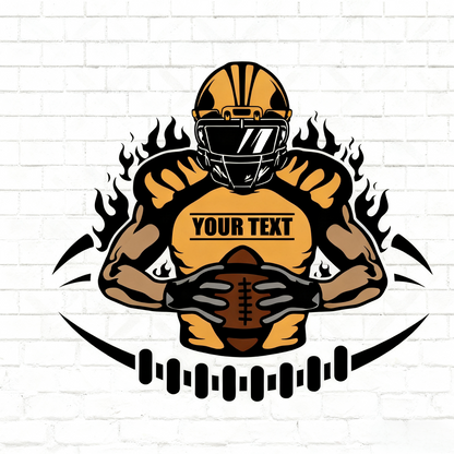 Decal / Sticker material and size view - Personalized Football Player Sticker
