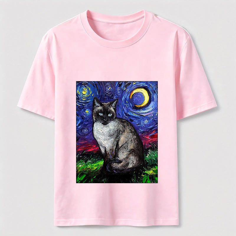 Starry Night Siamese Cat T-Shirt