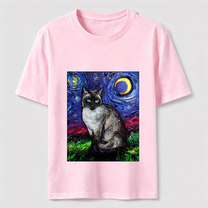 Starry Night Siamese Cat T-Shirt