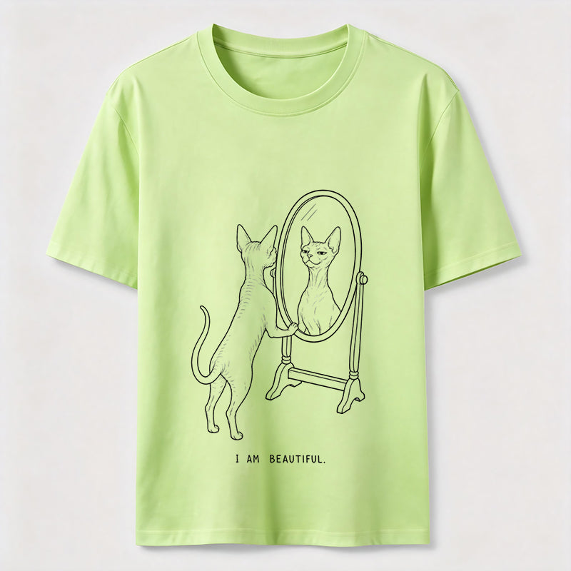 I Am Beautiful Cat Shirt Self Confident Cat Lover Graphic Tee
