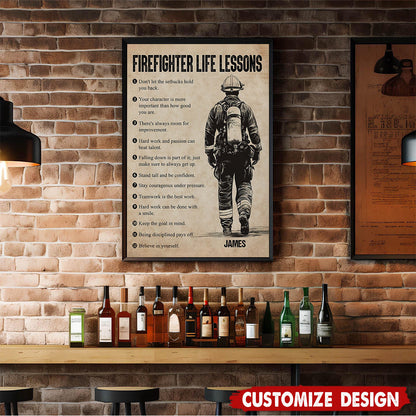 Firefighter Life Lessons - Personalized Motivational Poster / Canvas