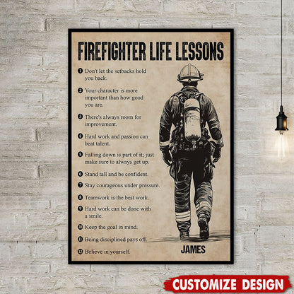 Firefighter Life Lessons - Personalized Motivational Poster / Canvas