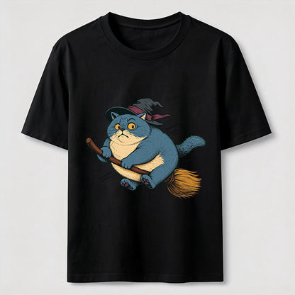 Witch Cat On A Broom T-Shirt