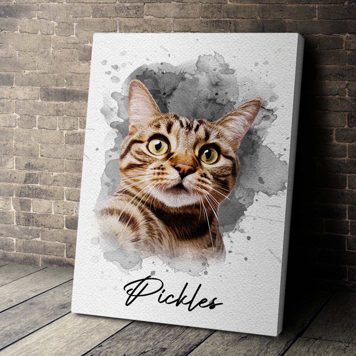 Watercolor Pet From Photo - Personalized Customized Canvas / Poster